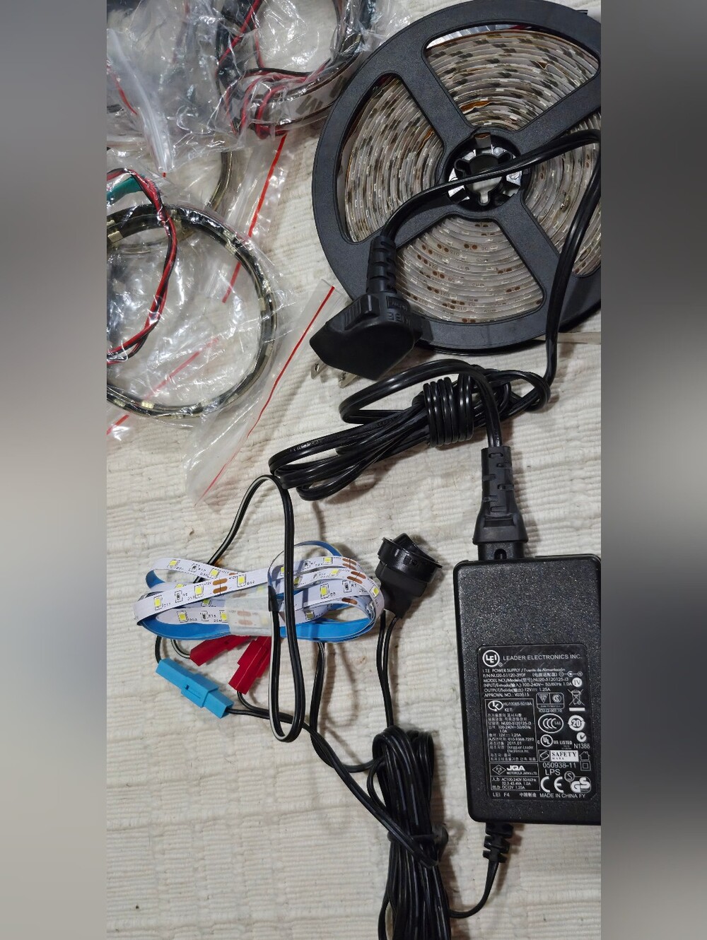 LED Strip Light Kit with Power Adapter - Black